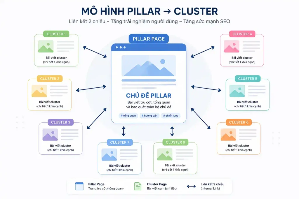 so do pillar cluster trong topical map