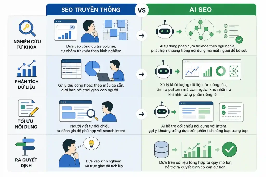 seo truyền thống và ai seo