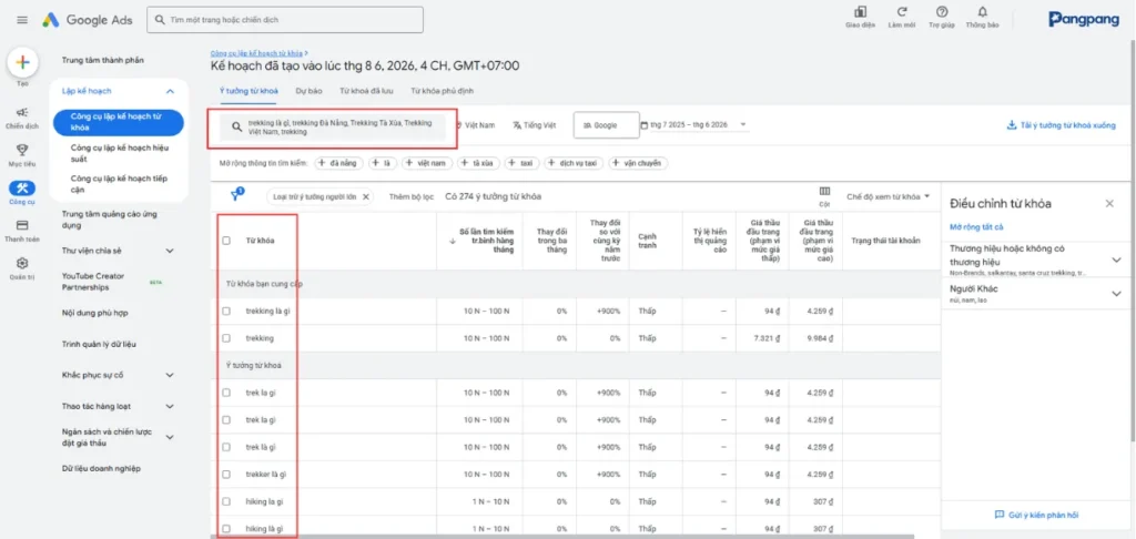 danh sach tu khoa tu google keyword planner