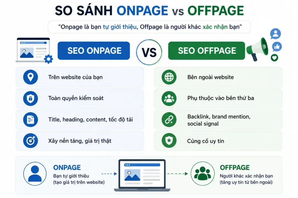 so sánh seo onpage và offpage
