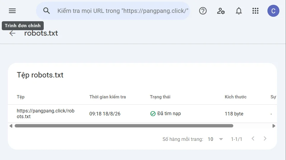 Công cụ kiểm tra robots.txt trong Google Search Console