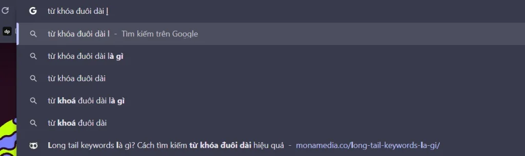 tìm từ khóa đuôi dài từ Google Autocomplete